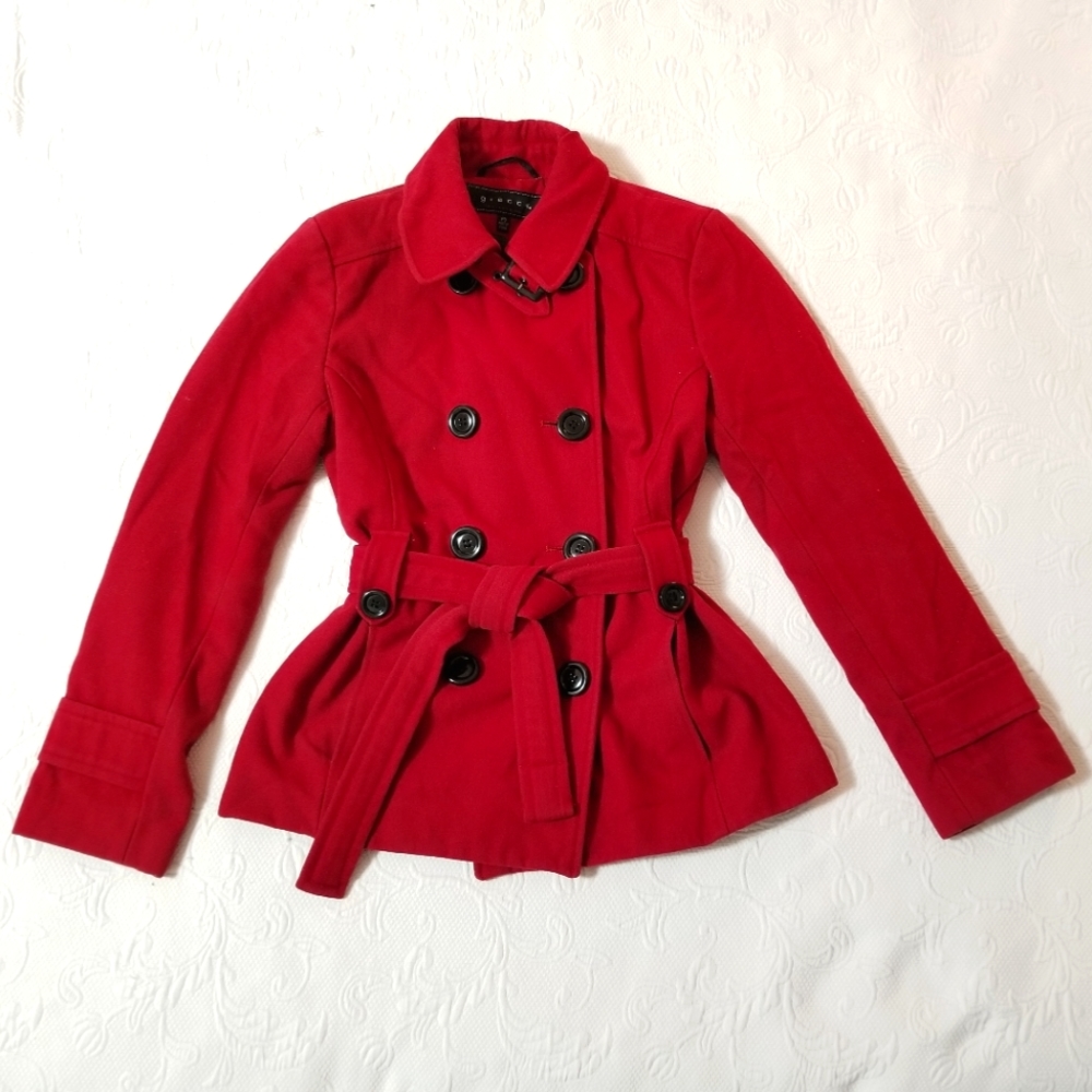 Vintage Double Breasted Red Wool Coat